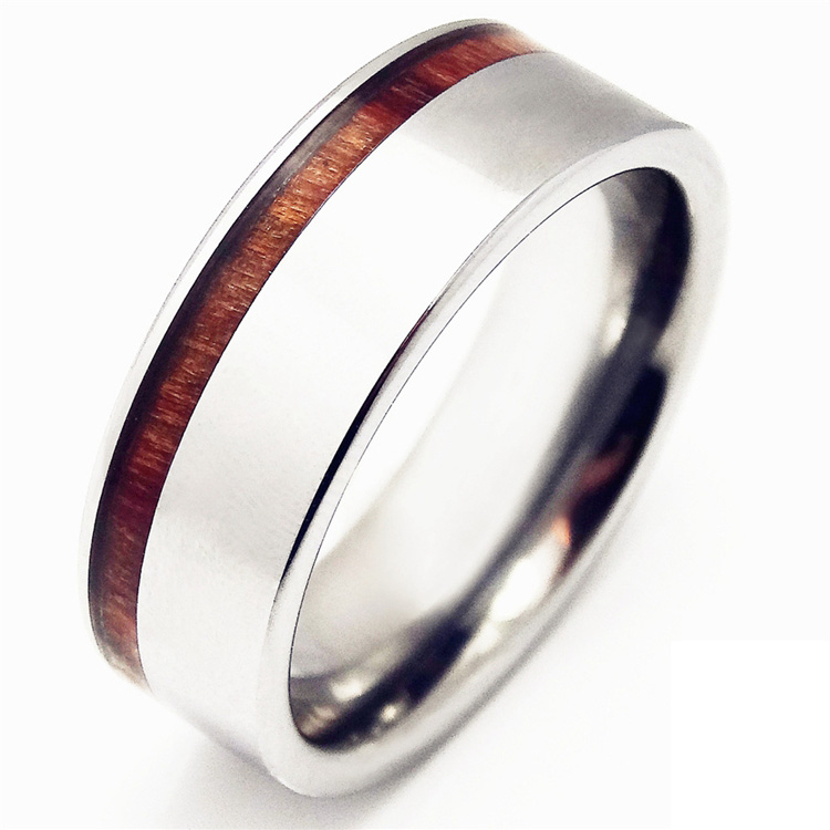 Tungsten Factory Professional Silver Tungsten Carbide Inlaid Wood Male Ring Wholesale