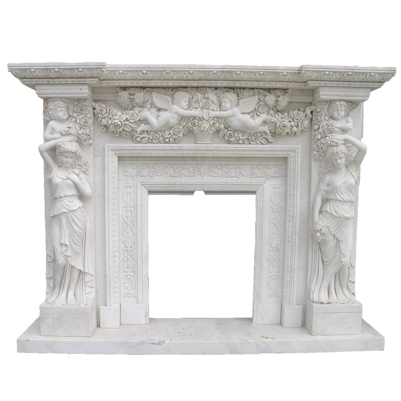 Natural Marble Fireplace Mantel Indoor Stone Fireplaces