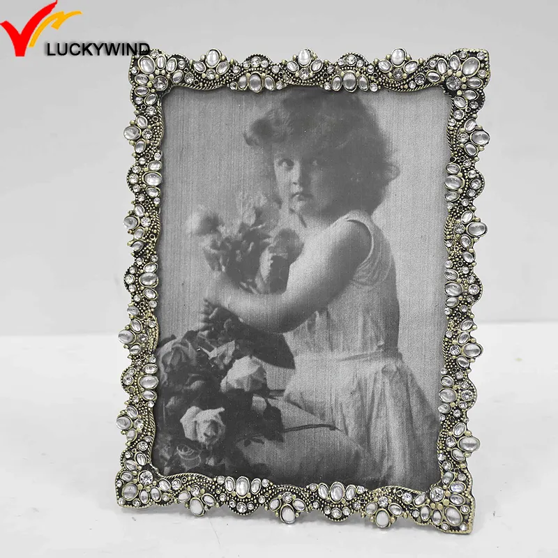 Photo Frame Luckywind Jewelled Small Vintage Metal Picture Photo Frames For Wedding