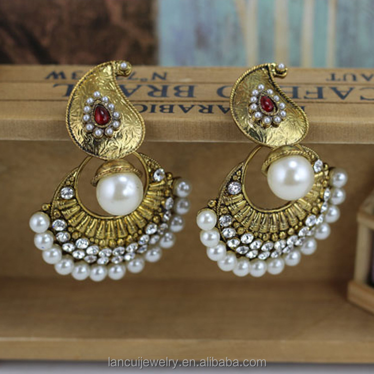 Большие серьги kundan jhumka, индийские винтажные золотые серьги-гвоздики kundan jhumka