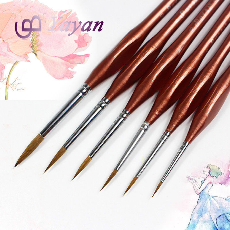 Профессиональный 6 шт./компл. колонковая Nail Art Кисти, чтобы узнать подробности Миниатюрные