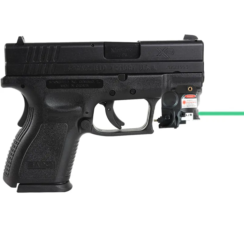 Subcompact pistol mounted 532nM laser pistol gun with 80lm LED flashlight