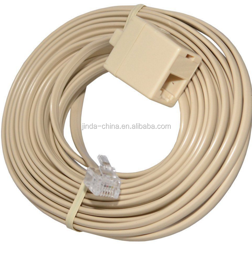 RJ11 4C Modular Telephone Extension Phone Cord Cable Line Wire Ivory