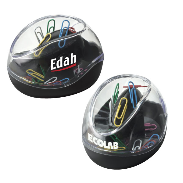 Desktop black base clear transparent plastic oval magnetic round roller ball documents stationery paper office clip organizer