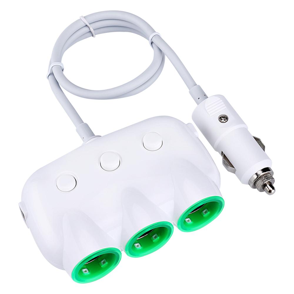 5 V 3,1 A Dual Usb Встроенный кабель прикуривателя адаптер Универсальный светодио дный светодиодный свет 3 порта автомобильное зарядное устройство