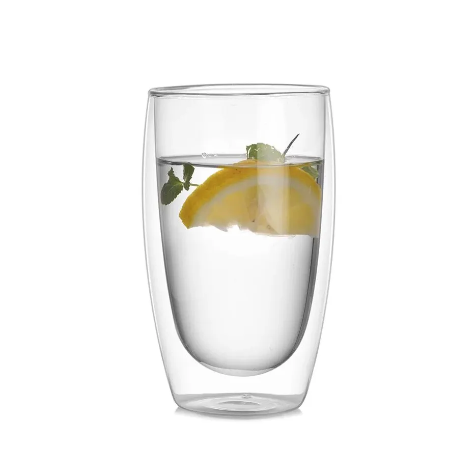 Custom Double Wall durable drinking double wall glass cup