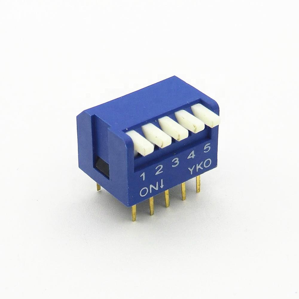 2.54 pitch 5 position dip switch blue