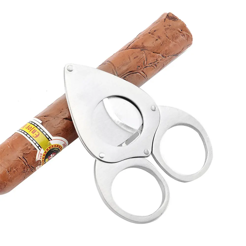 LVHE CC013 New Product on China Market Stainless Steel Table Top V Cut Cigar Cutter Set