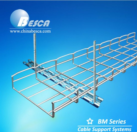 Zinc Plated steel wire mesh cable tray with threaded rod and Accessories