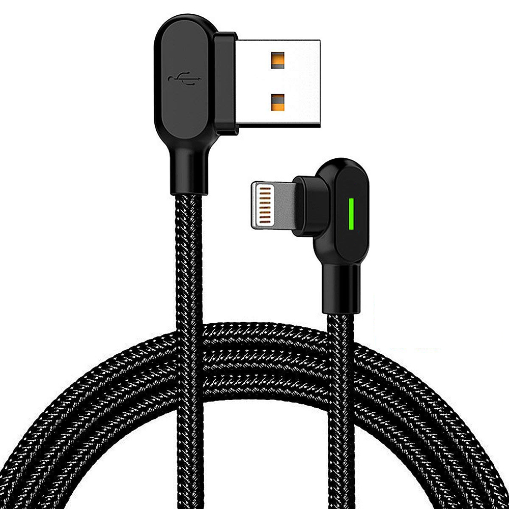 Прямоугольный разъем (под углом 90 градусов), Gamer LED USB кабель с нейлоновой оплеткой для зарядки передачи и синхронизации USB кабель для передачи данных для iPhone/iPad Pro/iPad Air,iPad Mini,iPod