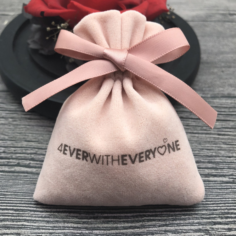Felt cloth velvet jewelry pouch with logo, jewelry drawstring pouch bag