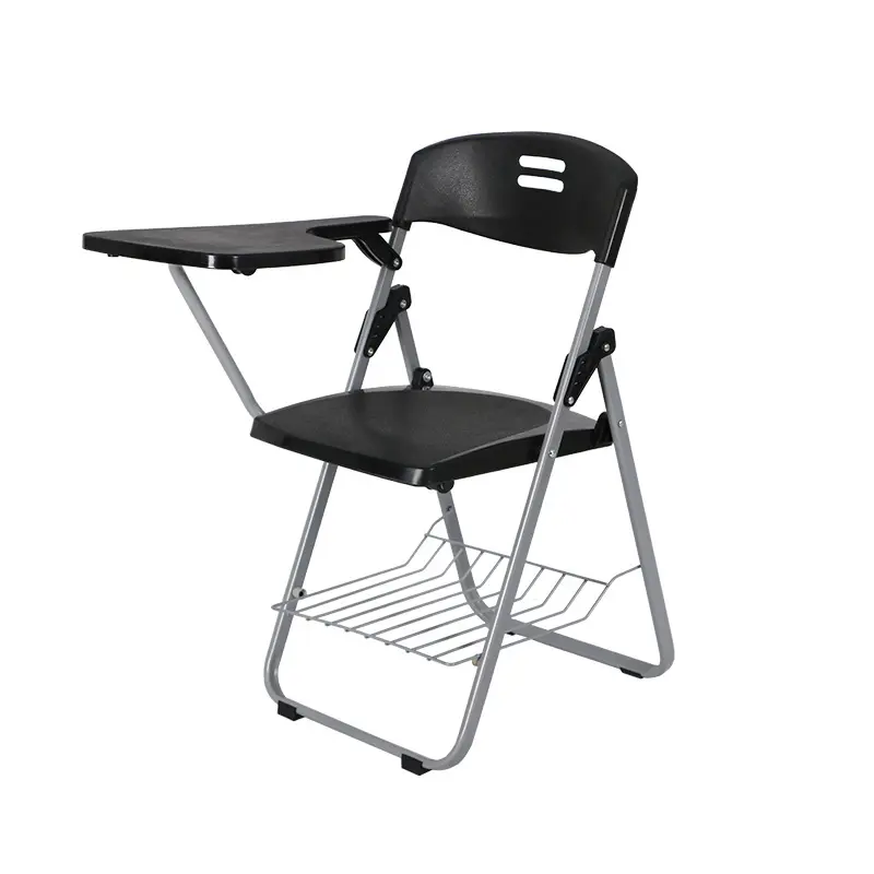 Black Plastic Back Folding Training Room Chair With Writing Pad