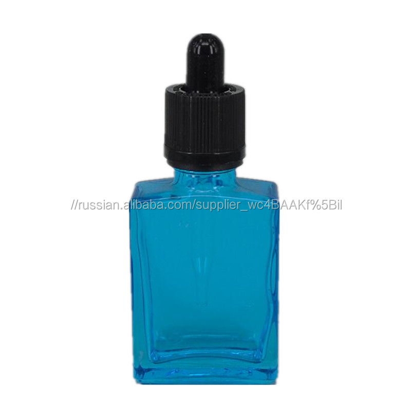 30 мл синяя плоская квадратная стеклянная бутылка капельницы для e juice жидкое Дымовое масло e cig essentiao масляная упаковка