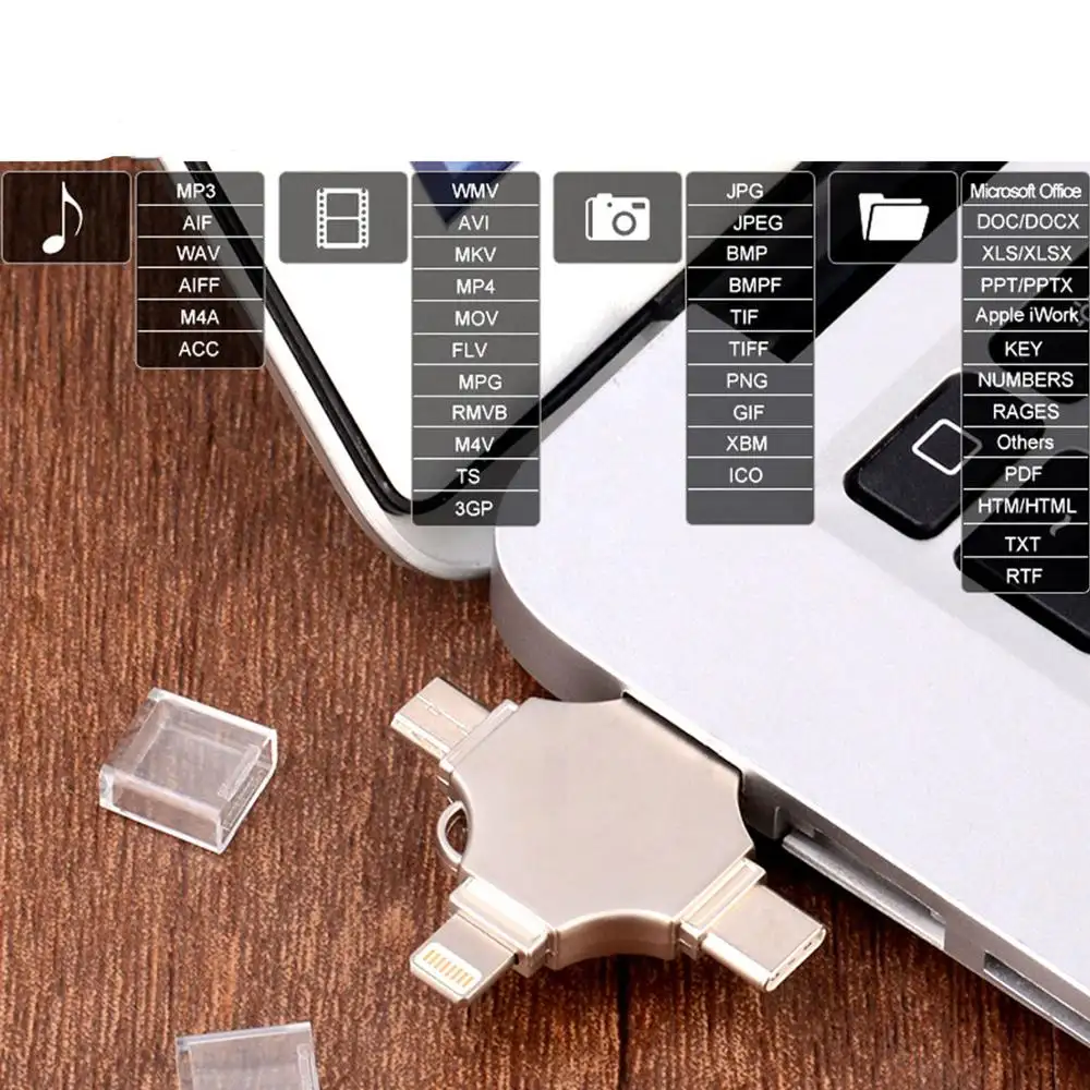 Лидер продаж, 4 в 1, Многофункциональный OTG usb флэш-накопитель для Type-C /Lightning/ Micro USB/компьютера с индивидуальным логотипом