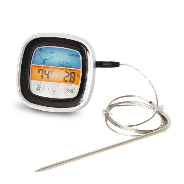 Mini touch screen digital timer grill thermometer with probe Mini touch screen thermometer