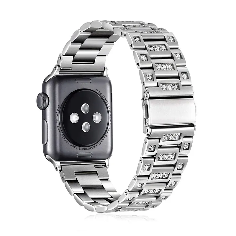 Diamond Stainless Steel Watch Band For Apple Watch 44mm