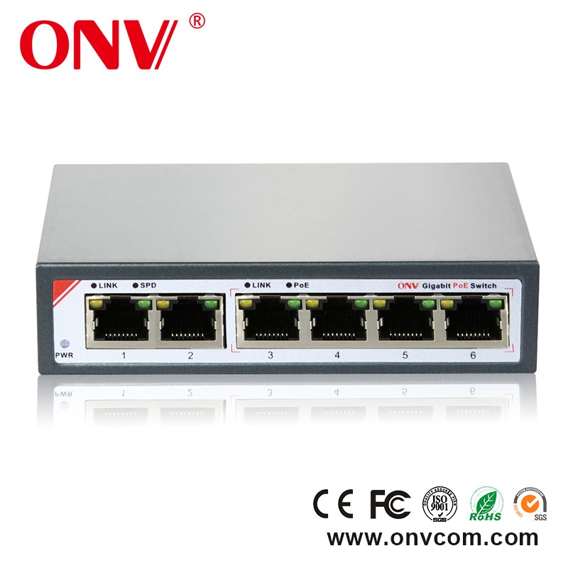 6 порт гигабитный коммутатор PoE для видеонаблюдения ip-камера (ONV-POE33064P)