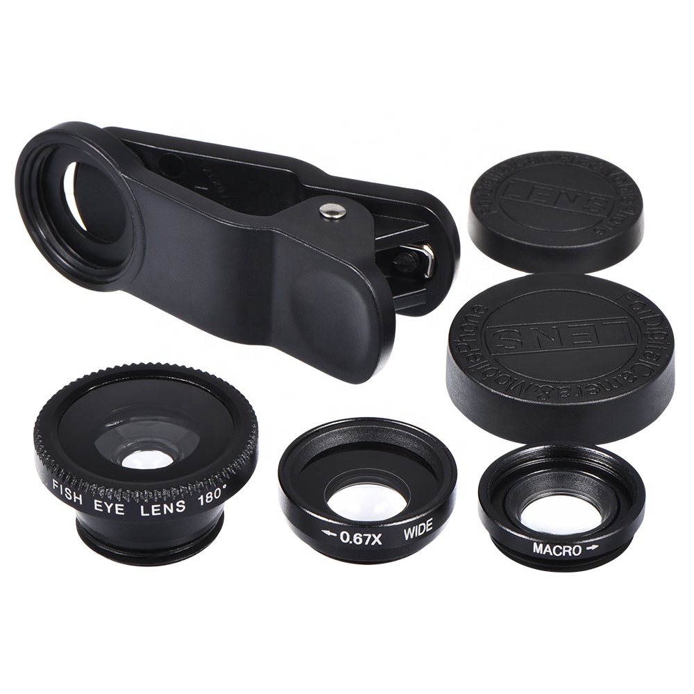 3 in1 mobile Phone Camera Lens Kit Wide Angle Fish Eye Macro Lens With Clip For cellphone