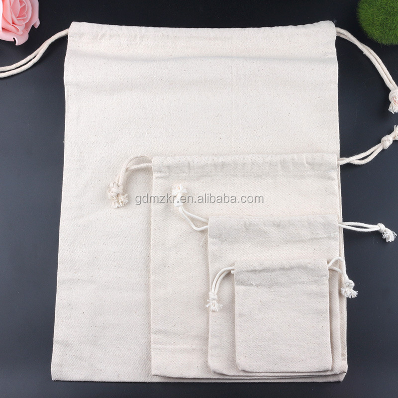 10x15 см рекламные пользовательские печатные дешевые белый хлопок drawstring сумка