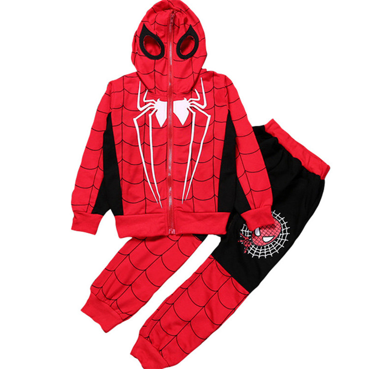 Spidermanhoodie Одежда для мальчиков; Комплекты одежды для детей «Человек-паук», состоящие из кофты с капюшоном и штанов, костюмы на Хэллоуин, весна-осень, с рисунками из мультфильмов, толстовки
