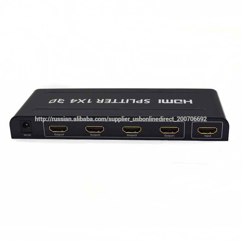 3D 1x4 порт HDMI Splitter черный