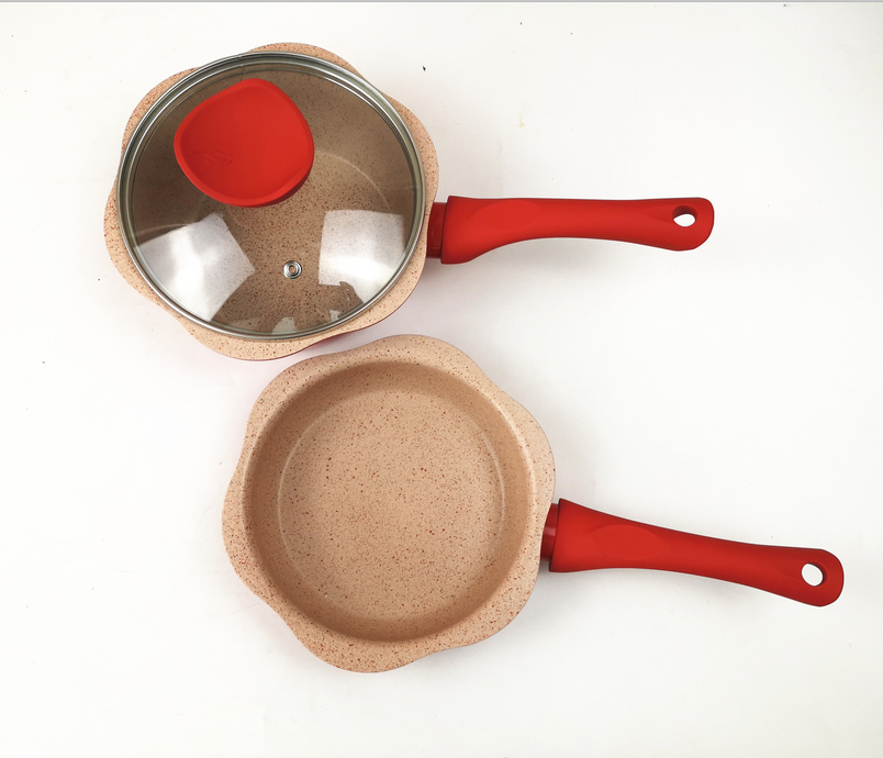 Алюминиевый новый товар, детская кастрюля frypan, кастрюля для молока, цветочный горшок с мраморным покрытием BSCI