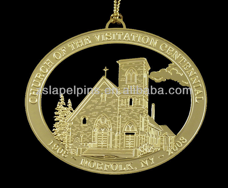 custom made etched solid brass ornament