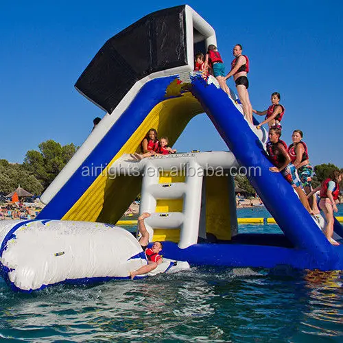 Water Park Rental Toy Huge Inflatable Aqua Slide For Sale