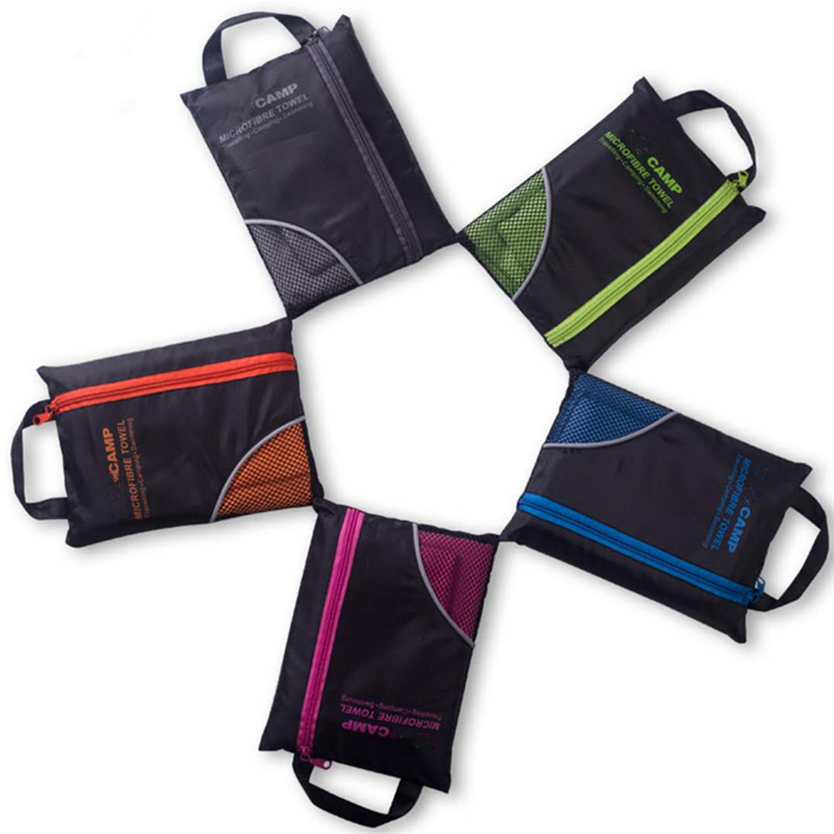 Hot selling Super Absorbent Microfiber Camping Towel With carry mesh bag