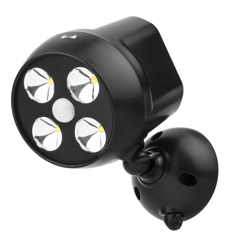 600-Lumen открытый светодиодный свет безопасности, питание от аккумулятора беспроводной датчик движения света