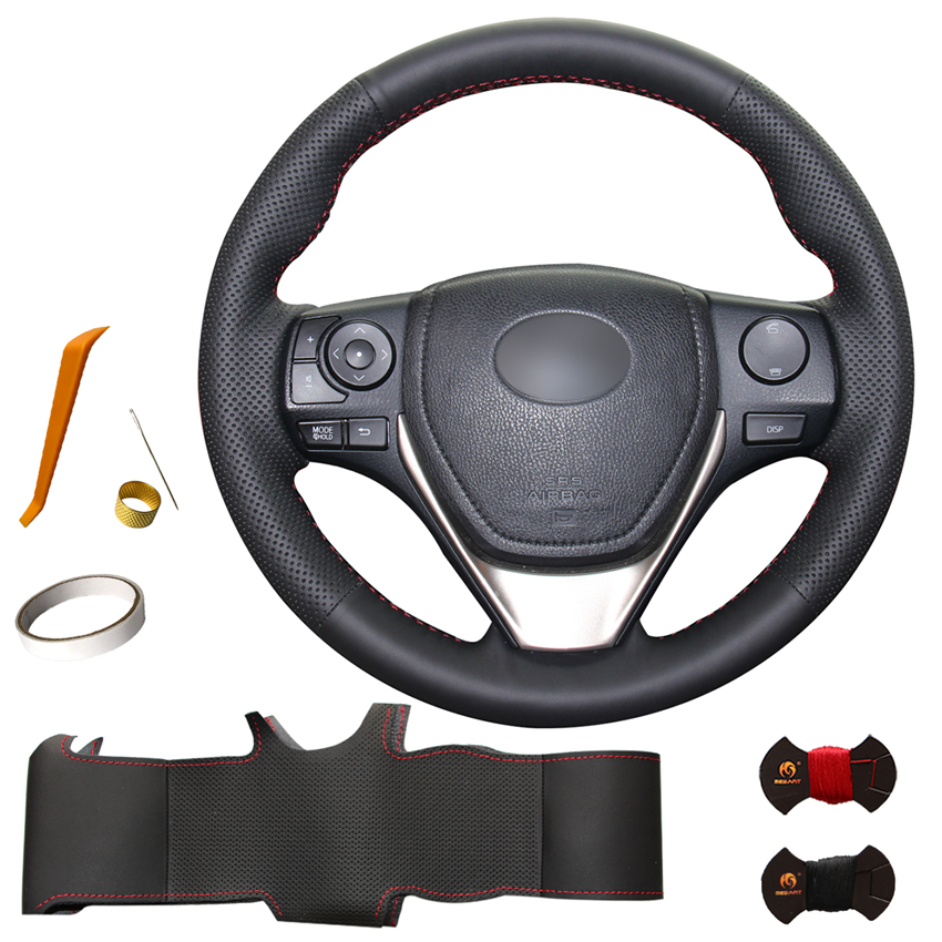 Чехол рулевого колеса ручной работы из искусственной кожи для Toyota RAV4 Corolla 2014 2015 2016 2017 2018 2019 iM Auris