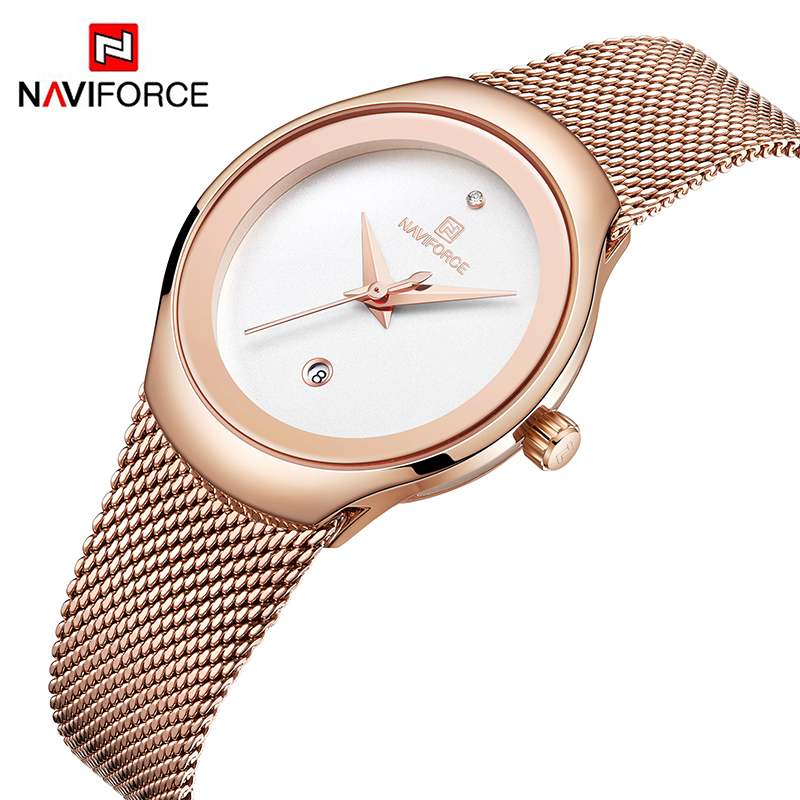 Женские часы NAVIFORCE 5004 Топ люксовый бренд Дамская мода повседневная простая стальная сетка ремешок женские наручные часы Relogio Feminino