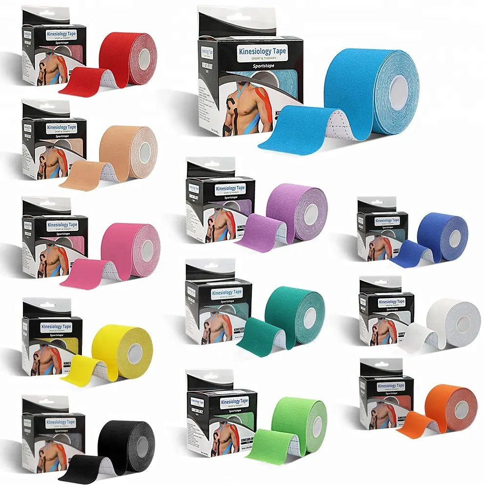 Aertuer Hot Sale  Free Samples Kinesiology Tape Wholesale CE Athletic Waterproof Breathable Fitness Muscle Sport Tape Customs