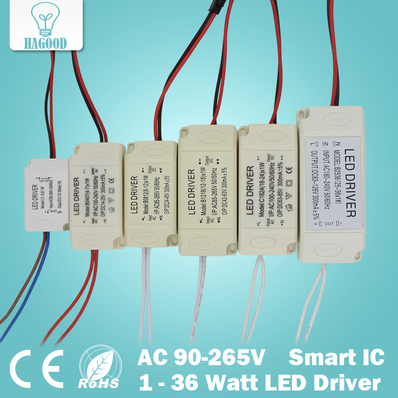 1-36 Вт безопасный пластиковый корпус СВЕТОДИОДНЫЙ Драйвер входного AC90-265V свет трансформатор постоянного тока 300mA адаптер питания для светодиодных ламп