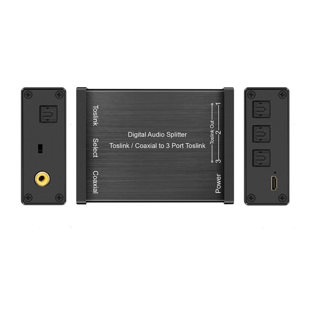 SPDIF цифровой оптический Toslink сплиттер 1x3 с коаксиальным аудиовходом, toslink сплиттер 1x3 и коаксиальный оптический преобразователь