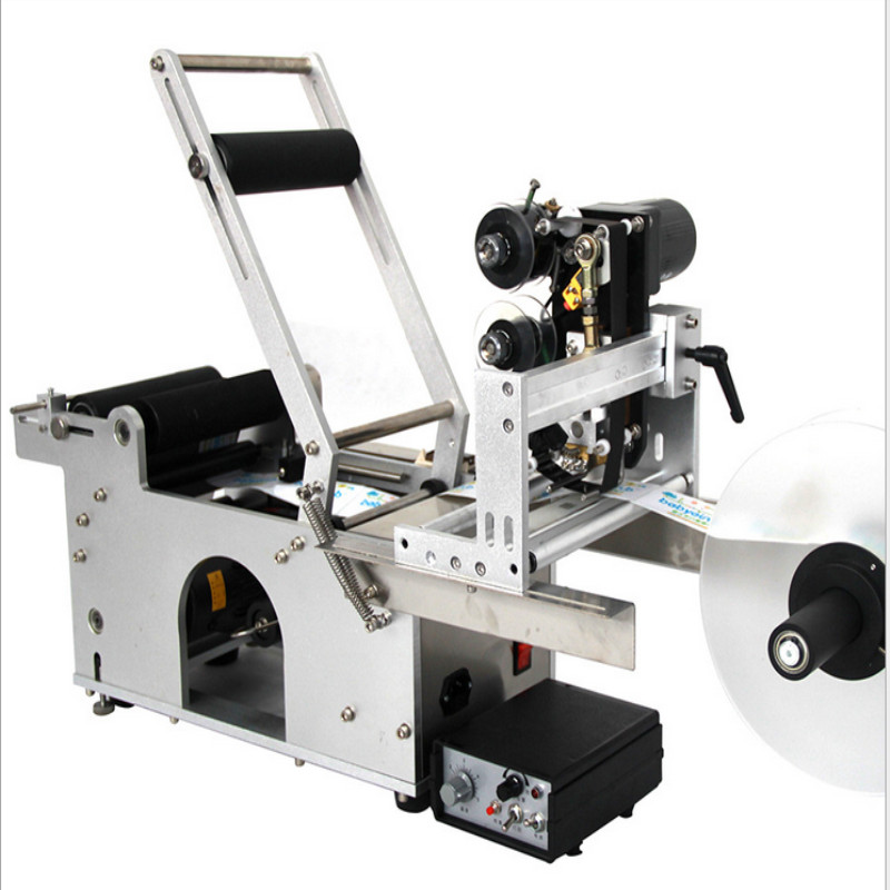 Semi-Auto labeling machine for round objects, Small labeling machine with code printer
