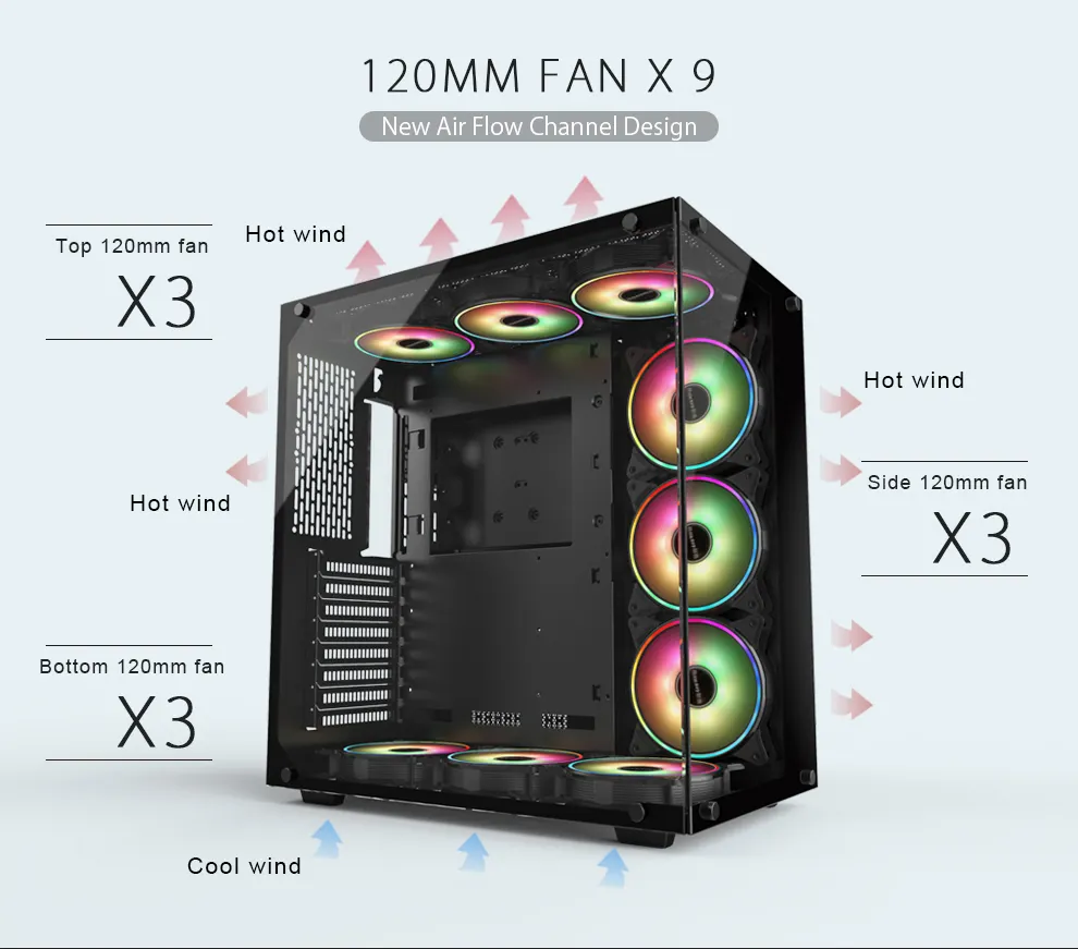 4.0mm tempered glass PC case caomputer cabinet