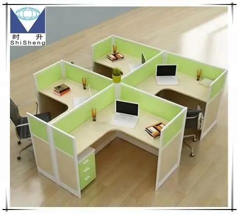 Modern Office 4 Person Aluminum Workstation Partition