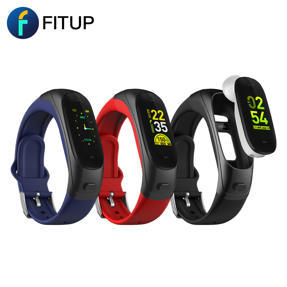 Фитнес-трекер FITUP 2 в 1 с наушниками 0,96 дюймов IPS цветной экран фитнес-трекер с наушниками