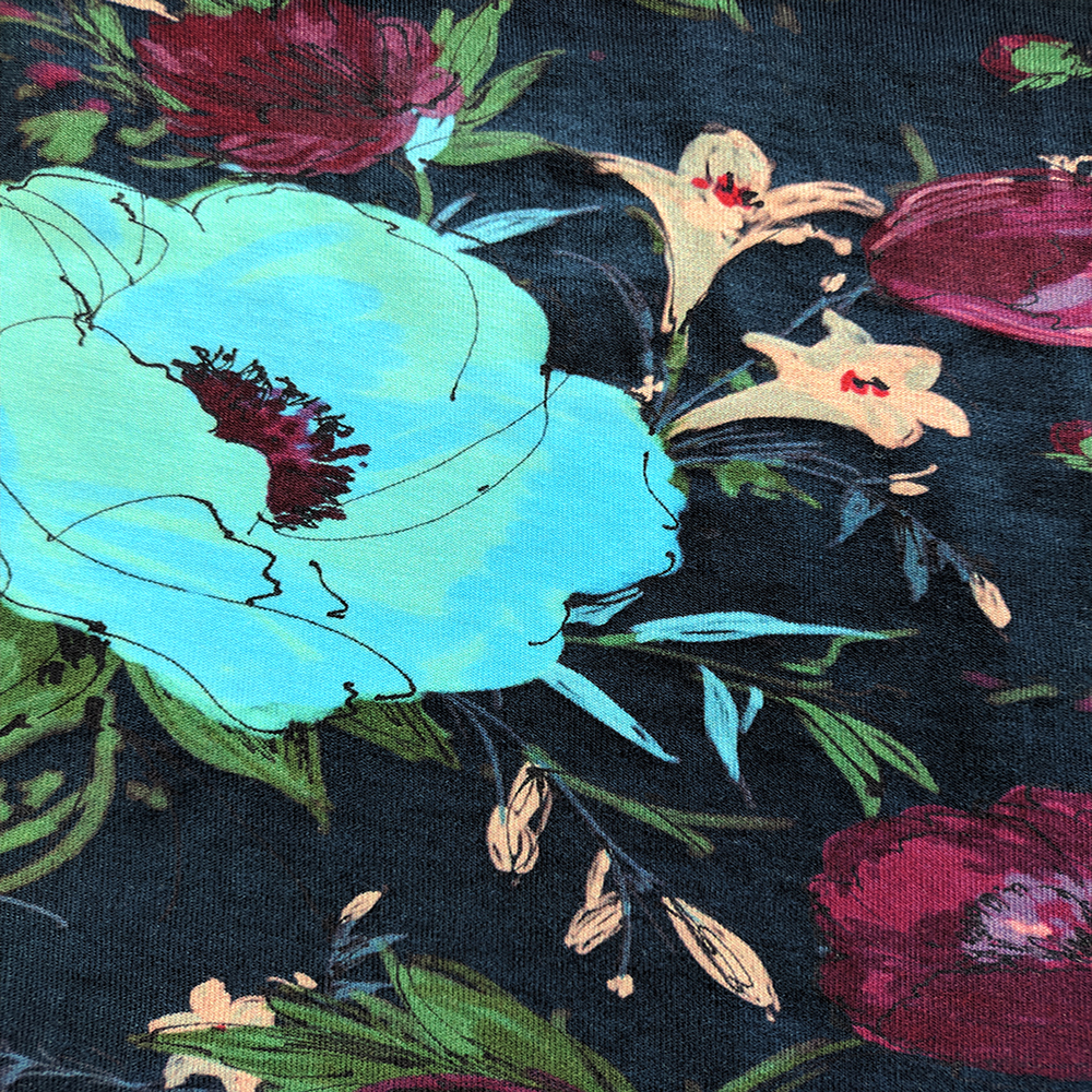 High quality screen printing fabric 95 rayon 5 spandex textiles for dress