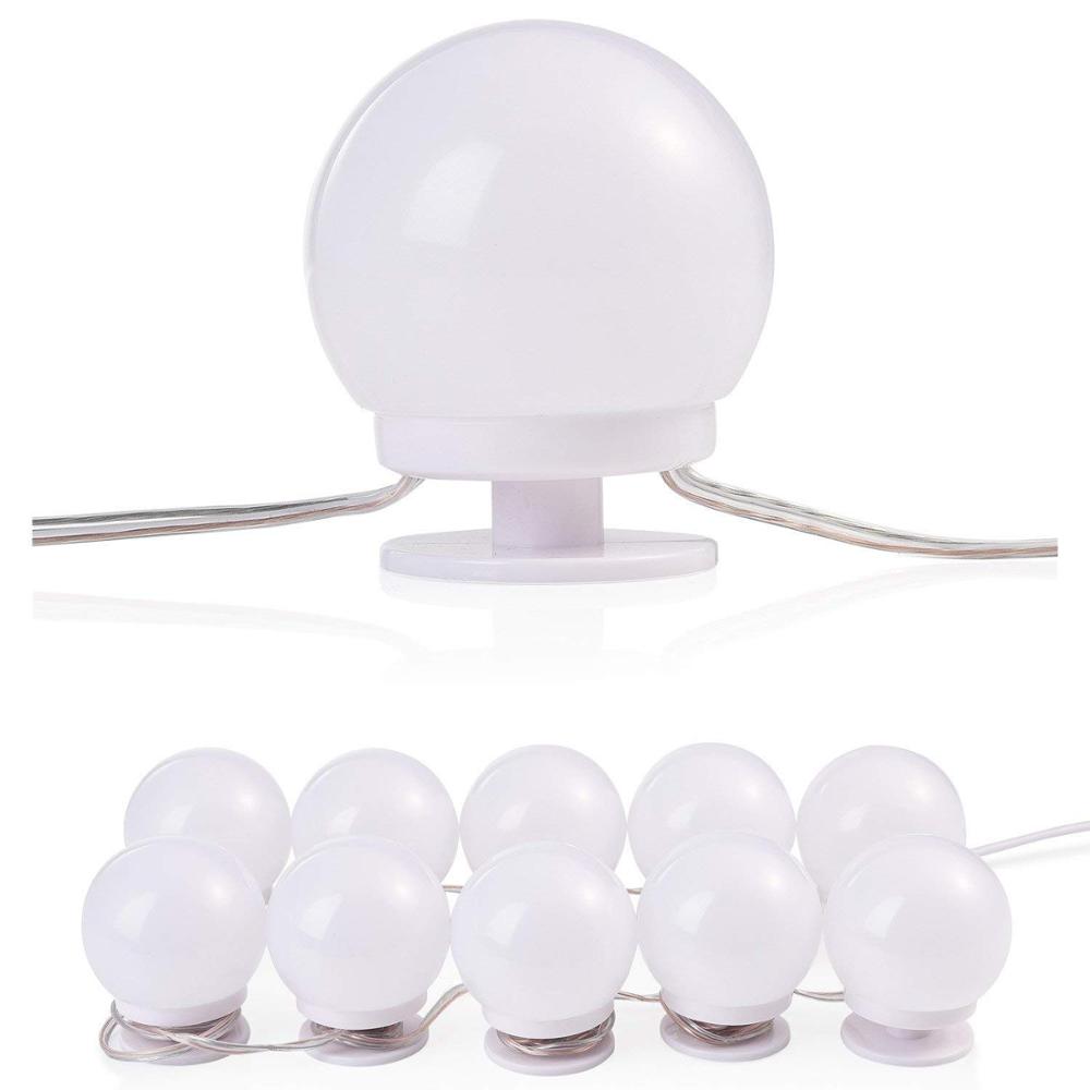 LED макияж зеркало свет LED Голливуд зеркальная лампа Светодиодная спальня USB затемненная стена-свет 10 лампочек Vanity лампа