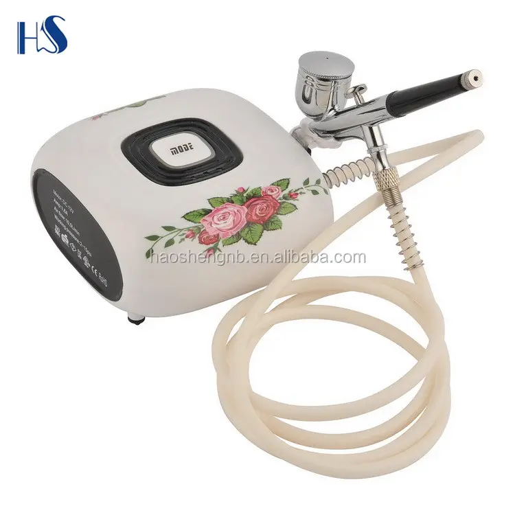 PORTABLE MINI AIR COMPRESSOR FOR AIRBRUSHING TANNING NAILS & MODELLING LOW NOISE HS08-6AC-SK