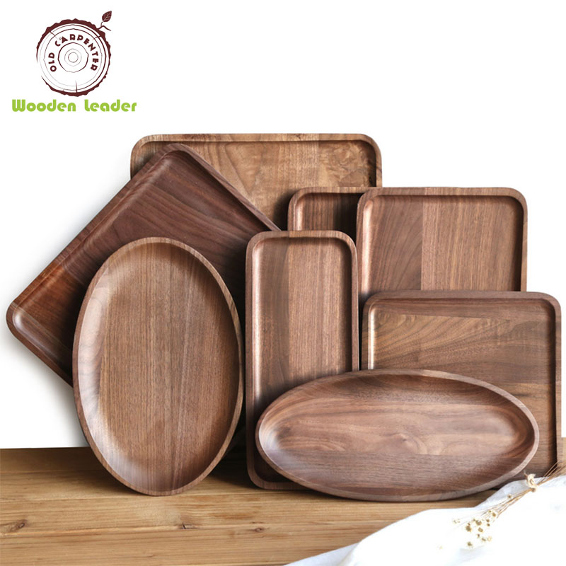 Wholesale Walnut Wooden Plate Customized Acacia BBQ Wood Plate