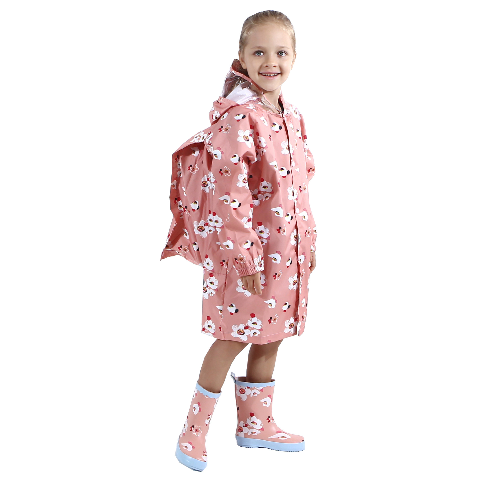 Fancy design children printed raincoat kids waterproof long hooded raincoats