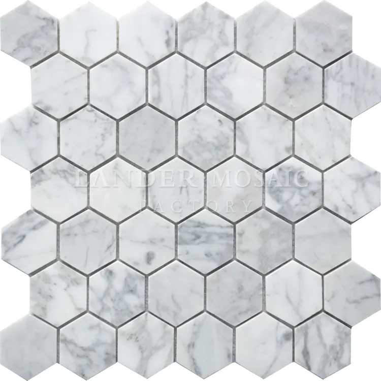 Bianco carrara white marble hexagon marble mosaic
