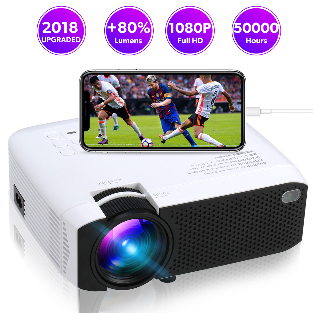 ЖК-проектор, светодиодный проектор 1080PMirroring с поддержкой IOS и Android Airplay,DLNA, Miracast, умный мини-проектор
