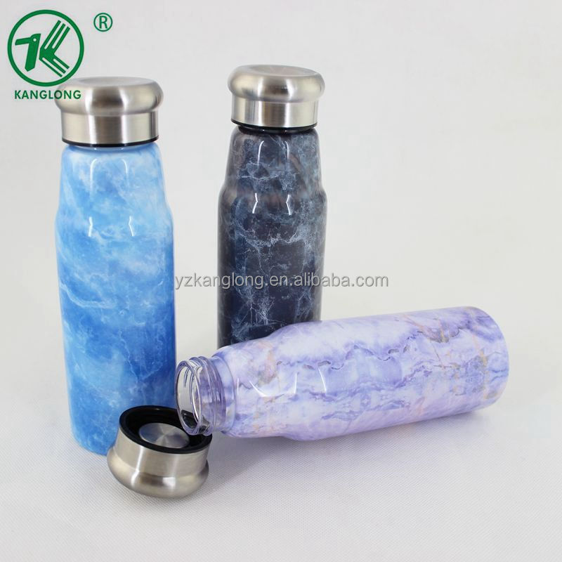 cute Color spray paint borosilicate Glass water bottle with stainless steel lid for table /sport
