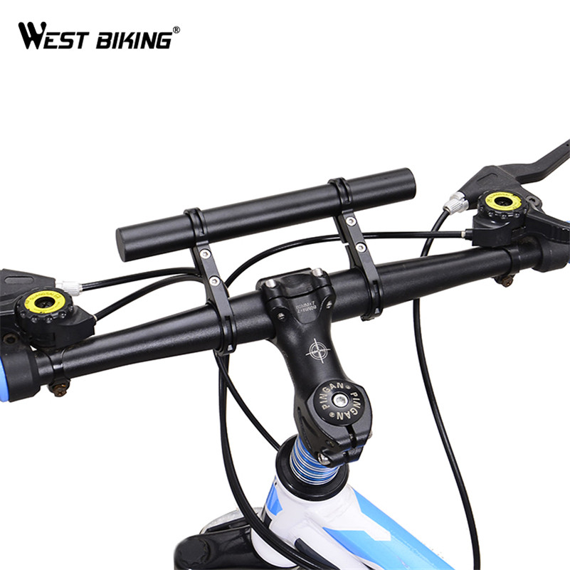 WEST BIKING Light Phone Holder Handle Bicycle Accessories Bike Frame Double Extension Multifunction Bicycle Handlebar Extender