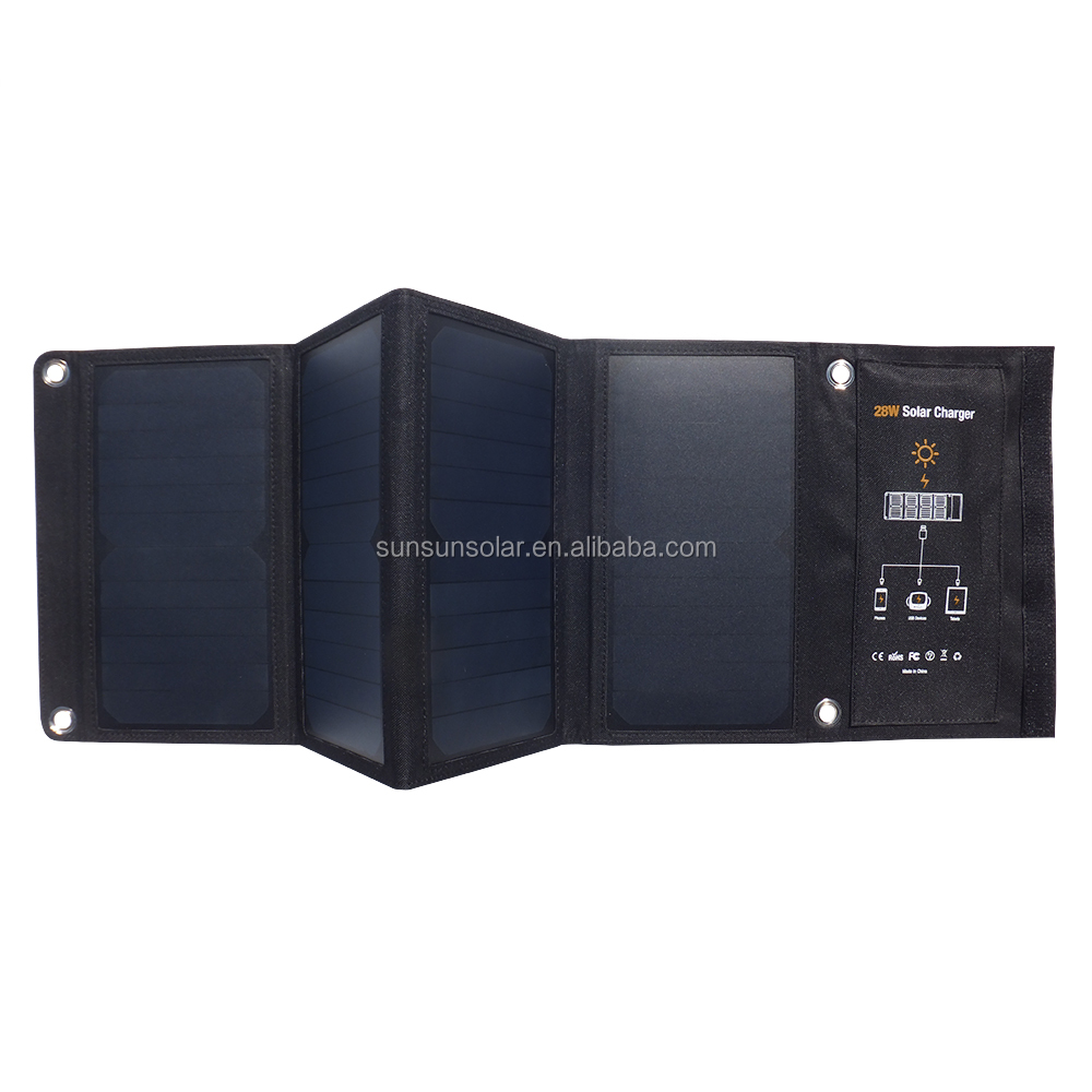 SUNSUN Быстрая зарядка с двумя USB-портами для телефона SunPower cell 28 Вт складное портативное солнечное зарядное устройство для мобильного телефона