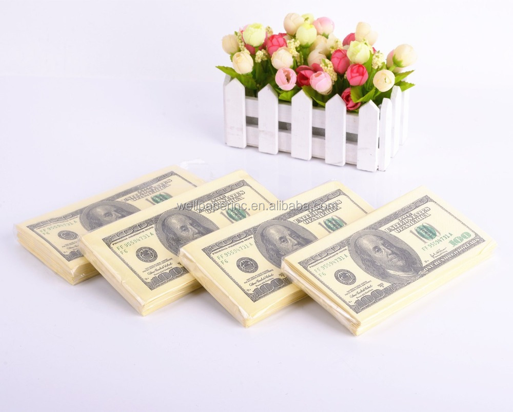 $100 Dollar currency printing napkins Facial Tissue Napkins